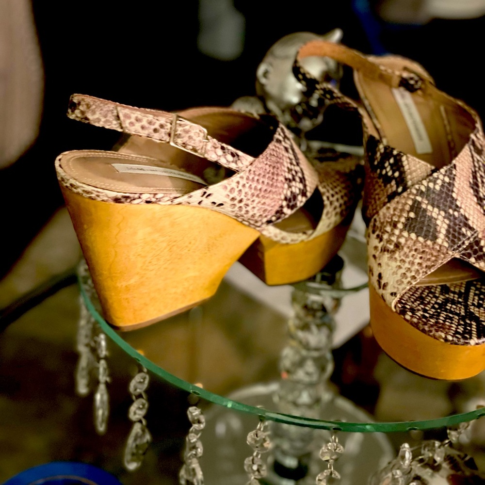 Snake skin platform wedges! DVF!!